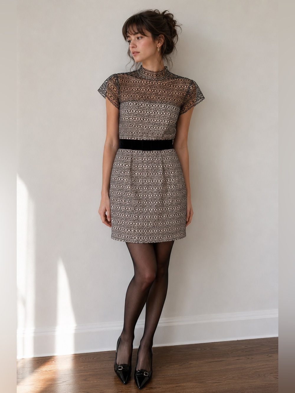 Milly of New York Sheer Overlay Cocktail Dress